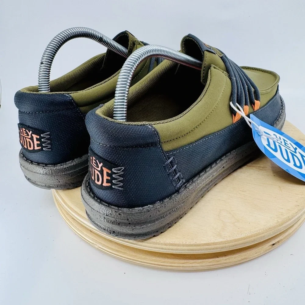 Hey Dude Wally Guard Men's 8 Dark Olive Shoes Slip On Comfort Casual NWT NEW